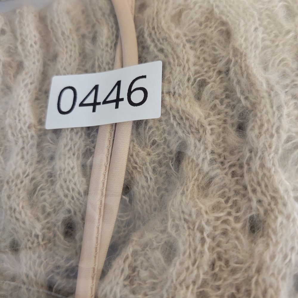 Patrizia Pepe Sera Women Beige Mohair Blend Open Knit V-Neck Tie Sweater Italy S - Picture 9 of 9